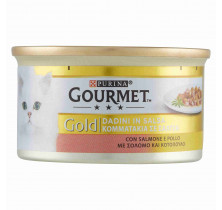 GOURMET GOLD SALMON/CHICKEN CAT DICE 85 GR