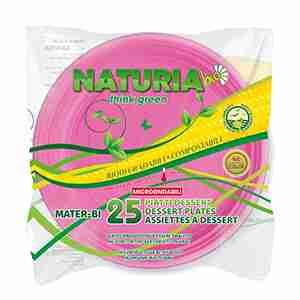 NATURIA FUCHSIA ORGANIC DESSERT PLATES 25 PCS