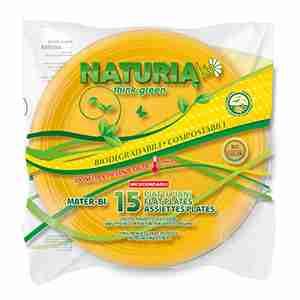 SINGLE PLATES BIO YELLOW NATURIA 15 PCS