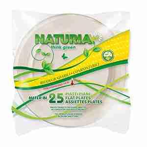 PLATOS DE POSTRE ECOLÓGICOS NATURIA BLANCO 25UD