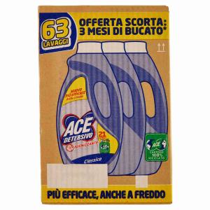 DETERGENTE LAVADORA CLÁSICO 21 MEDIDAS ACE x 3