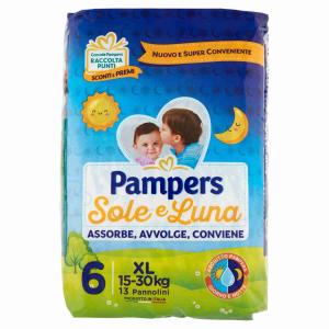 COUCHES PAMPERS EXTRA LARGES SOLE E LUNA x 13