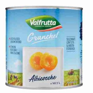 APRICOTS HALF SYRUP. GRANCHEF VALFRUTTA 2,65