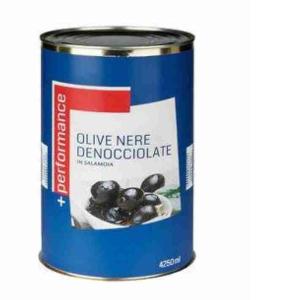 WHOLE BLACK OLIVES IN BRINE +PERFORMANCE 4.25 KG