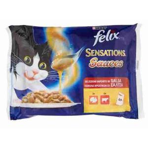 CAT FOOD SENSATION TACCH.BEEF FELIX 85 GR x 4