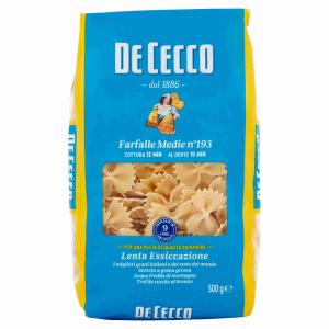 MEDIUM FARFALLE PASTA 193 DE CECCO 500 GR