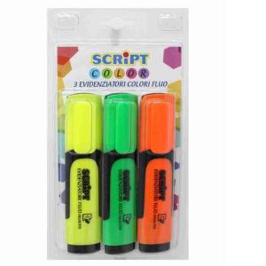 FLUORESCENT SCRIPT HIGHLIGHTER 3 PCS