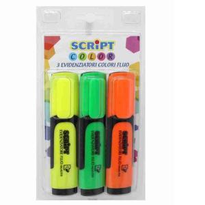 SURLUMINATEURS FLUO SCRIPT 3 PIÈCES