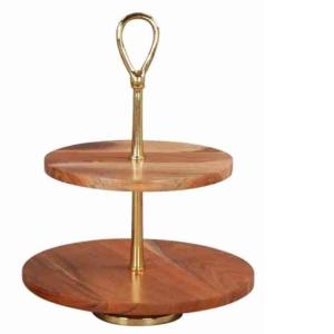 HOLZ/GOLDENER EDELSTAHLSTÄNDER 2 PLATTEN NI...