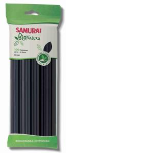 BLACK STRAWS 21 CM DM.6 MM SAMURAI x 100