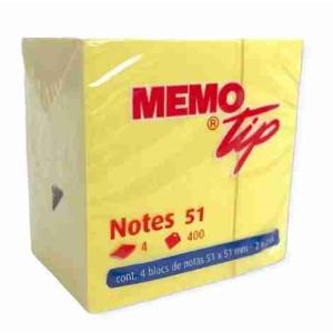 MEMO CUBE POINTE JAUNE 75X75 400 FEUILLES
