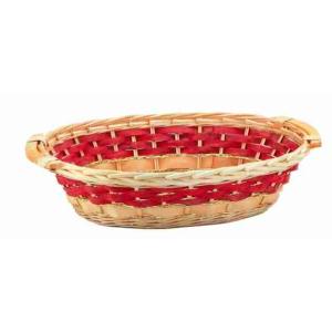 SMALL OVAL BASKET RED BANDS VARIOUS