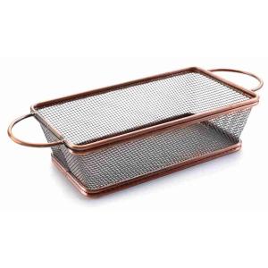 RECTANGULAR BASKET 21X11 2 HANDLES BRONZED
