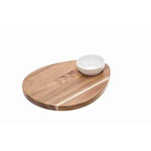 ACACIA CUTTING BOARD WITH MELAMINE BOWL 32X26