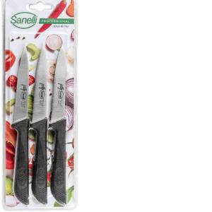 3-PIECE PEELING KNIFE CM.11 BLACK MICROSERRATED...