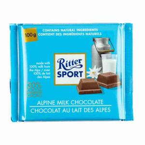 RITTER SPORT TABLE DE CHOCOLAT AU LAIT ALPIN 100 G