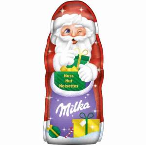 HOHLFIGUR WEIHNACHTSMANN HASELNÜSSE MILKA 95 GR