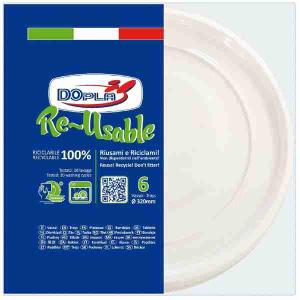 PIATTI PIZZA REUSABLE BIANCO DOPLA 6 PZ