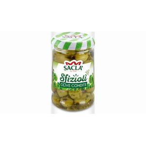 OLIVES VERTES ASSAISONNÉES DÉPOSSÉES. SFIZIOLI'...
