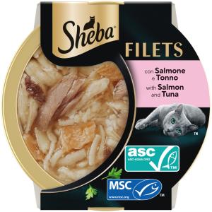 CIBO GATTO FILETS SALMONE E TONNO SHEBA 60 GR